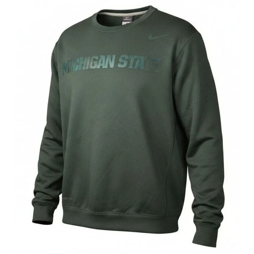 Nike Michigan State Spartans Therma-FIT Green Crewneck Sweatshirt Sz L
